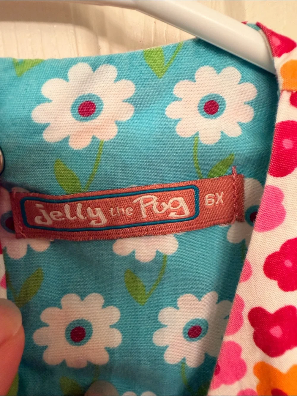 Jelly The Pug Aqua Blue Bunny & Floral Yoke Dress
